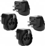 Intirilife 4 x pistikupesa adapter, toiteadapter, reisipistik, must, pistikupesa adapter