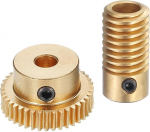 sourcing map Worm Gear Set - 0.5 Module, 40:1 Reduction Rate, 6mm Hole Diameter, Gear Shaft and 5mm Hole Diameter, 40T Drive Gearbox (Brass)