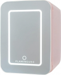 Flamingueo Small Fridge 10 L - Mini Fridge LED and Mirror, 12 V/220 V, Skincare Fridge, Mini Fridge, Cosmetics Fridge, Skincare Fridge