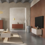 Kodum&ouml;&ouml;blikomplekt seinakapp punase ja kasmiiri tamme v&auml;rvi, 3-osaline koos kohvilauda, madallaua, k&uuml;ljeplaadiga, kaasaegne, k&auml;epidemevaba