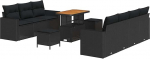 10-teiliges Garten Sofa Set mit Kissen Schwarz Poly Rattan Akazie Gartenlounge Model3361579