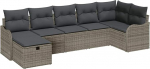 7-teiliges Garten Sofa Set mit Kissen Grau Poly Rattan, 2-Sitzer Garten Sofa mit Kissen Grau Poly Rattan Gartenlounge Model3358998