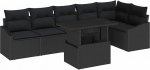 7-teilige Garten Sofa Set mit Kissen Schwarz Poly Rattan Gartenlounge Model3349019