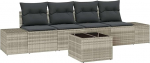 5-teiliges Garten Sofa Set mit Kissen Hellgrau Poly-Rattan Gartenlounge Model3355601
