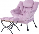 Welnow Lazy Chair koos Ottomani, kaasaegne Lounge Accent Chair koos k&auml;etugede ja k&uuml;ljetaskuga, vaba aja veetmise polsterdatud diivanitooli komplekt, lugemistool koos jalatoega v&auml;ikesesse ruumi, helelilla v&auml;rvusega