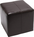 Mendler Onex Cube Stool Leather and Faux Leather 36 x 36 x 36 cm FSC&reg; Certified Brown