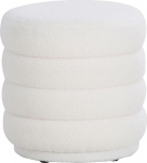 Linon Sherman Sherman Round Ottoman with Stitched Channel Designs, White