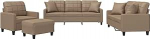 Cappuccino-Braun Kunstleder 2/3-Sitzer-Sofa Set mit Couchkissen & Fu&szlig;hocker - Wohnzimmer & Home Office Model3201357