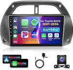 4G & 64G 9-tolline autoraadio Toyota RAV4 2001-2006 koos Carplay Android Car Wireless, 1280 x 720, Android 13, puuteekraaniga Bluetooth HiFi/RDS/FM raadio, WiFi Navi/AHD tagurduskaamera