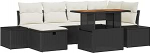 Rantry 7-teiliges Garten Sofa Set mit Kissen Schwarz Poly-Rattan Gartenlounge Model3360051