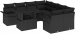9-teiliges Garten Sofa Set mit Kissen Schwarz Poly Rattan Gartenlounge Model3348259