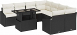 9-teiliges Garten-Sofa-Set mit Kissen Schwarz Poly-Rattan Gartenlounge Model3348973