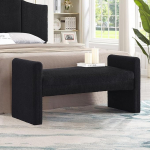24KF Modern Boucle Teddy Bench Upholstered Bed Ottoman with Armrest Black