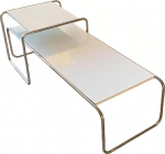 Rechteckiges Couchtisch-Set mit Holzplatte und Metallbeinen, stapelbares Design f&uuml;r platzsparende Aufbewahrung im Wohnzimmer und Schlafzimmer