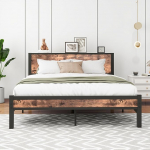 HOMERECOMMEND Voodiraam voodi 140 x 200 cm, Kahekohaline voodi 140 x 200 cm, metallist liugraam, k&uuml;lalisvoodi v&auml;ikestesse ruumidesse, must ja pruun