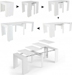 Dmora - Alberique pikendatav laud, pikendustega laud, mitmeotstarbeline konsool, pikendatav s&ouml;&ouml;gilaud kuni 10 istekohale, 90/237 x 51 x 78 cm, valge