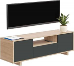 Habitdesign, Zaira TV-kapp 2 hingedega ukse ja 1 hingedega uksega, elutoa m&ouml;&ouml;bli TV-aluslaud Kanada tammepuust ja antratsiidist, m&otilde;&otilde;tmed: 150 x 46 x 41 cm (Laius x K&otilde;rgus x S).