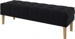 Furninero - N&ouml;&ouml;pidega polsterdatud pink-tool Ottomani, &uuml;mardatud jalad, 140 cm lai, Majestic Velvet Black Fabric (kergelt puhastatav), must