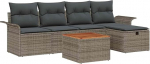 6-teiliges Garten Sofa Set mit Kissen Grau Poly Rattan, 2-Sitzer Garten Sofa mit Stauraum & Kissen Grau Poly Rattan Gartenlounge Model3360779