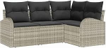 4-teiliges Garten Sofa Set mit Kissen Hellgrau Poly Rattan, 2-Sitzer Garten Sofa mit Stauraum & Kissen Hellgrau Poly Rattan Gartenlounge Model3354691