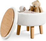 BRIAN & DANY Jalahoob koos hoiuruumiga, v&auml;ike hoiuruum Ottomani, kaanega &uuml;mmargune kunstkarusnahast tool, jalgadega jalahoob elutuppa, esikusse, valge