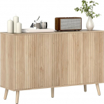 HOMCOM elutoa buffet-m&ouml;&ouml;bel 4 rullitud uksega, mis avanevad nupuvajutusega ja reguleeritavate riiulitega, skandinaavia stiilis, s&ouml;&ouml;gitoa ja k&ouml;&ouml;gi buffet, 120 x 35 x 77,5 cm, tammepuust