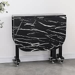Mobiler klappbarer Esstisch - verdickte Platte, Halterung aus Karbonstahl, 6 R&auml;der, platzsparendes Design (120 x 100 x 75 cm) - leicht zu bewegende K&uuml;chenm&ouml;bel f&uuml;r ultimativen Komfort