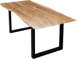 Liadomo Sammy Natural s&ouml;&ouml;gilaud, 160 x 85 cm, Wane laud, akaatsia t&auml;ispuidust laud, 26 mm lakitud lauaplaat, vastupidav ja kergesti puhastatav, unikaalne, metallist U-raam mustas toonis.