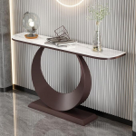 JIHAJU Moderne schlanke Konsole mit Sinterstein-Oberfl&auml;che, schmale Eingangseinheit, Flur-Akzentm&ouml;bel, schlanke Einheit hinter Sofa f&uuml;r kleine Wohnr&auml;ume(Coffee Brown,L120*W30*H80cm)