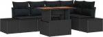 Rantry 6-teiliges Garten Sofa Set mit Kissen Schwarz Poly Rattan Gartenlounge Model3358704