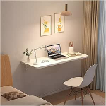 An der Wand montierter Klapptisch f&uuml;r kleine R&auml;ume, platzsparender Wandschreibtisch aus Holz f&uuml;r Waschk&uuml;che, Home Office, Garage, Keller, K&uuml;che (valge, 80 x 40 cm)