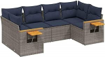 Garten-Sofagarnitur Set Grau PE-Rattan Ecksofa & Mittelsofa mit Armlehnen - 3 Sitze, 110 kg Tragf&auml;higkeit, UV-best&auml;ndig, modulares Design Model3227104