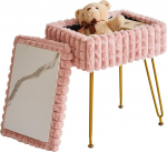 IBUYKE Ristk&uuml;likukujuline edevustool hoiuruumiga, jalatugi jalahoob Ottomani, edevustool, libisemisvastaste jalgadega garderoobi tool, meigituppa, magamistuppa, roosa WBD004P