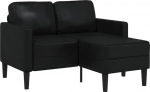 Diivanvoodi V&auml;ike diivan 2-kohaline diivan koos Chaise Longue L-kujuga must 125cm kunstnahast elutuppa magamistuppa magamistuppa kodukino k&uuml;lalistetuppa