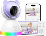 Beebimonitor koos kaameraga 2K/3MP, 5-tolline HD WLAN videovalve koos rakendusega, IR/RBG &ouml;&ouml;n&auml;gemine, PTZ 360 &deg;, v&otilde;itmise / liikumise tuvastamine, AI j&auml;lgimine, kaugush&auml;ired, 2-suunaline heli, suur leviala