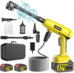 Aku survepesur, 60 bar mobiilne k&otilde;rgsurvep&uuml;stol 2 x 4000 mAh akuga, 6-in-1 multifunktsionaalne otsik, 180&deg; p&ouml;&ouml;rlev otsik, 5 m voolik, filtrikatel, sobib autodele, terrassidele,