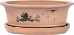 Bonsai Bowl and Saucer with Motif, 29 x 21.5 x 10 cm, Oval 31090