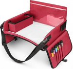 YOOFAN Kids Lap Tray Travel Table - Versatile Painting and Play Tray with iPad Window, 6 Coloured Pens, Removable Cardboard and 4 Pockets for Books and More