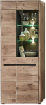 Stella Trading BELLANO Display Cabinet in Viking Oak Look, Graphite - Modern Display Cabinet with LED Lighting and Lots of Storage Space - 80 x 202 x 38 cm (W x H x D)