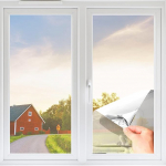 Aknakile seestpoolt, l&auml;bipaistev v&auml;ljastpoolt, p&auml;ikesekaitsekile, akna sees, UV-kaitse, peegeldav, peegelkile, isekleepuv kontoritele ja kodudele (h&otilde;bedane, 90 x 200 cm)