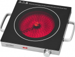 TZS First Austria Infrared Ceramic Hob | All Pot Types | Single Hob 17.5 cm | Hob for Moving, Camping, Holiday Home - Quick Heating & Continuous Adjustment - Indicator Light