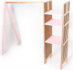 EWART WOODS Children's Wooden Clothes Rack, Wardrobe, Children's Dressing Storage, Toddler Wardrobe, Montessori Room Furniture (Pink Wardrobe)