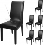 Yisun Dining Room Chair Covers Solid PU Leather Waterproof Stretch Dining Room Chair Protective Cover Set of 4/ set of 6