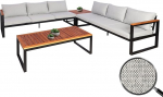 HWC-L26 Garden Lounge Set Sofa Metal Acacia Wood MVG Certified Light Grey