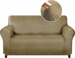 molasofa &Uuml;bergro&szlig;e Liebessitzbezug f&uuml;r Heimdekoration, weiches leder&auml;hnliches Spandex, Loveseatbezug, rutschfest, 1-teilig, Couchbezug f&uuml;r Hunde/Katzen/Kinder (&uuml;bergro&szlig;er Loveseat, Senf)
