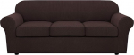 H.VERSAILTEX Uuendatud Stretch diivan Slipcover koertele Diivan kate 3 padjadele Diivan eraldi padi m&ouml;&ouml;bli kaitsja Non-Slip Elastiline p&otilde;hi Spandex Jacquard (diivan, &scaron;okolaad)