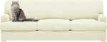T-Kissen-Sofa-Schonbez&uuml;ge mit 3 einzelnen T-Kissen-Form-Sitzbez&uuml;gen f&uuml;r Heimdekoration, 4 St&uuml;ck, dehnbar, waschbar, fusselfrei, rutschfest, Sofa-Schonbezug (Sofa, Beige)