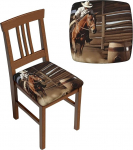 NONHAI Esszimmerstuhl-Sitzbez&uuml;ge-Set, Motiv: American West Rodeo, dehnbar, abnehmbare Stuhlbez&uuml;ge, waschbar, Sitzkissen, Schonbez&uuml;ge f&uuml;r Esszimmer, K&uuml;che, 6 St&uuml;ck