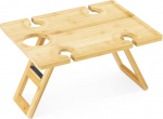 Navaris kaasaskantav kokkupandav piknikulaud - Puidust piknikulaud - 4 veiniklaasi hoidja ja veinipudelihoidjaga - Veinilaud kokkupandav v&auml;ljas - Bambusest veinitaldrik