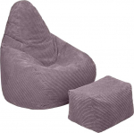 Loft 25 Cord Bean Bag koos jalahoobiga - Gaming Bean Bag koos t&auml;idisega, mugav Bean Bag t&auml;iskasvanute seljatoega, Bean Bag tool (Mink, Bean Bag + jalahoob)